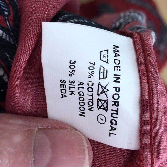 VILAGALLO Silk Blend Boho Ethnic Short Sleeve Blouse - Picture 8 of 9